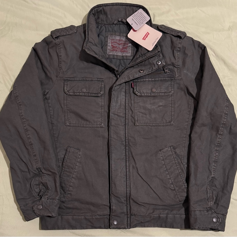 Levi's Military Jacket Mens Small (22.2 inch PtP) Olive Green Quilt Lined NWT